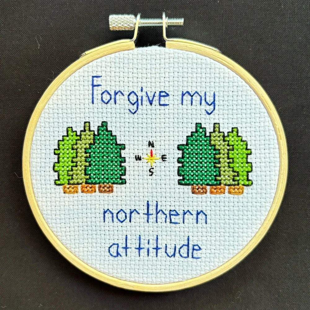 Noah Kahan “Northern Attitude” Lyrics 4-Inch Wooden-Framed Cross Stitch - Picture 5 of 6